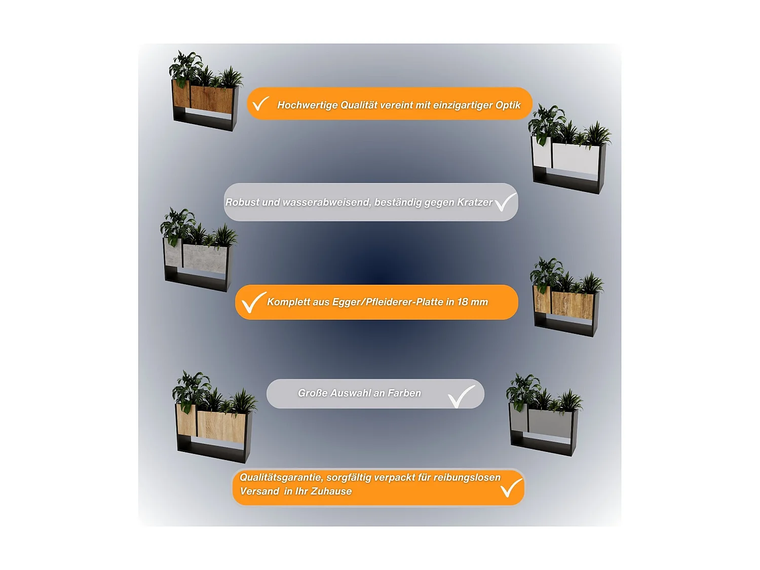 Blumenständer für Innenräume, Blumenkasten ohne Einsatz, Pflanzkasten 45x64,5x22,6cm