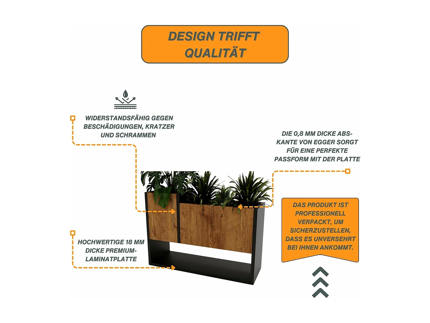 Blumenständer für Innenräume, Blumenkasten ohne Einsatz, Pflanzkasten 45x64,5x22,6cm