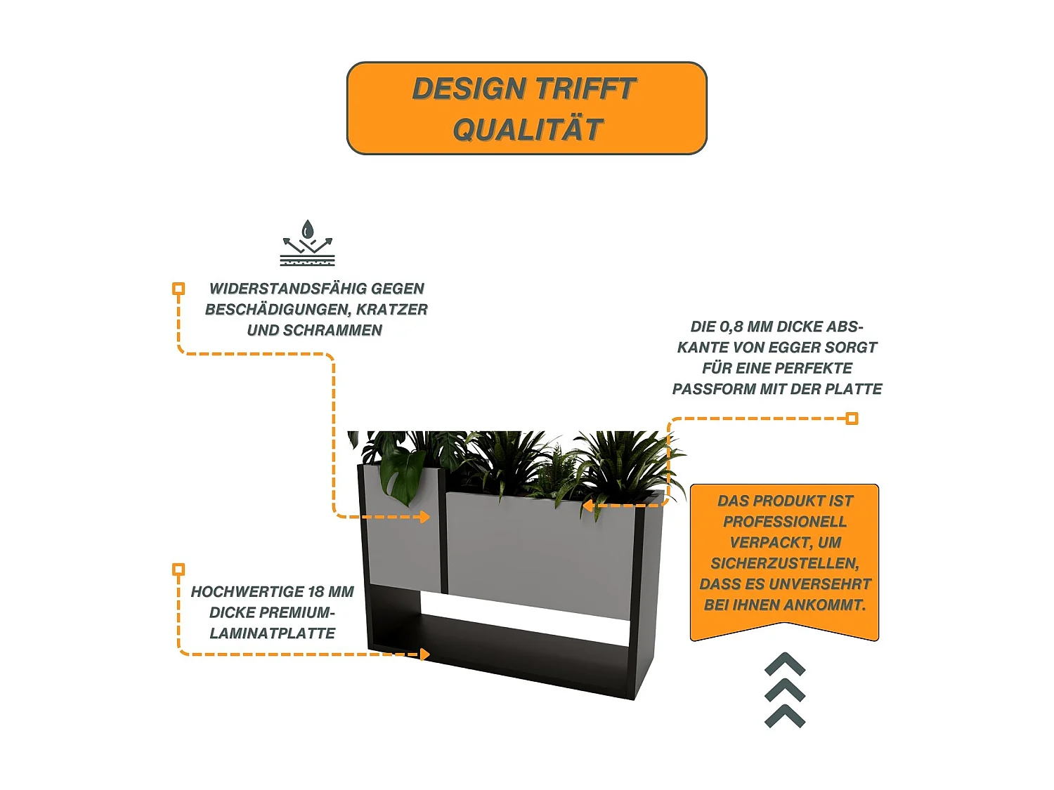 Blumenständer für Innenräume, Blumenkasten ohne Einsatz, Pflanzkasten 45x64,5x22,6cm