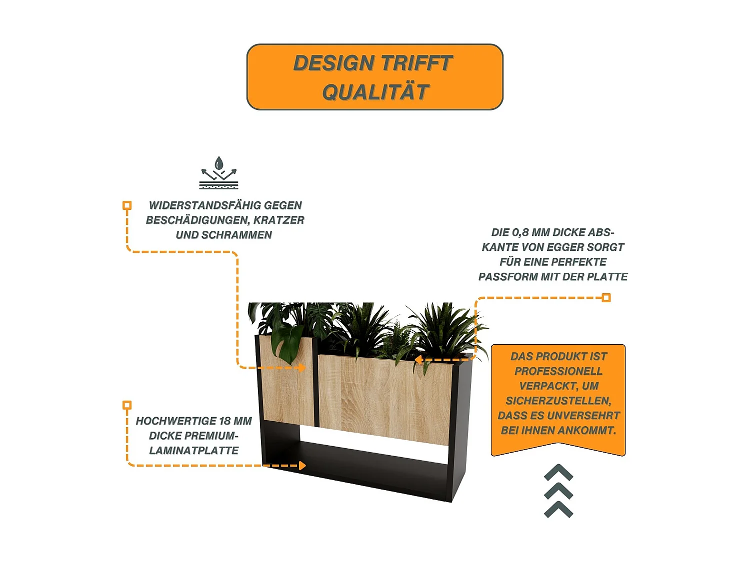 Blumenständer für Innenräume, Blumenkasten ohne Einsatz, Pflanzkasten 45x64,5x22,6cm