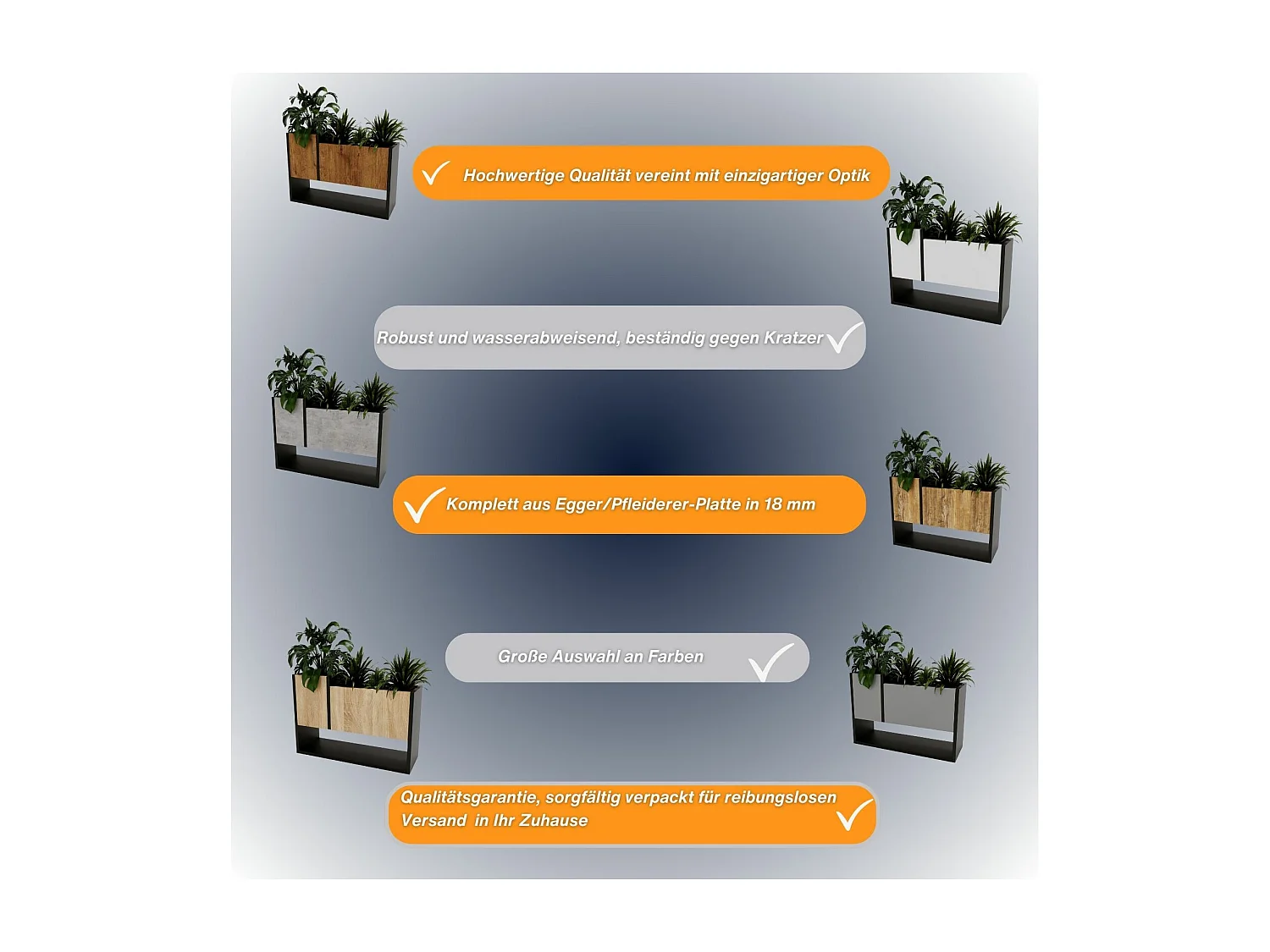 Blumenständer für Innenräume, Blumenkasten ohne Einsatz, Pflanzkasten 45x64,5x22,6cm