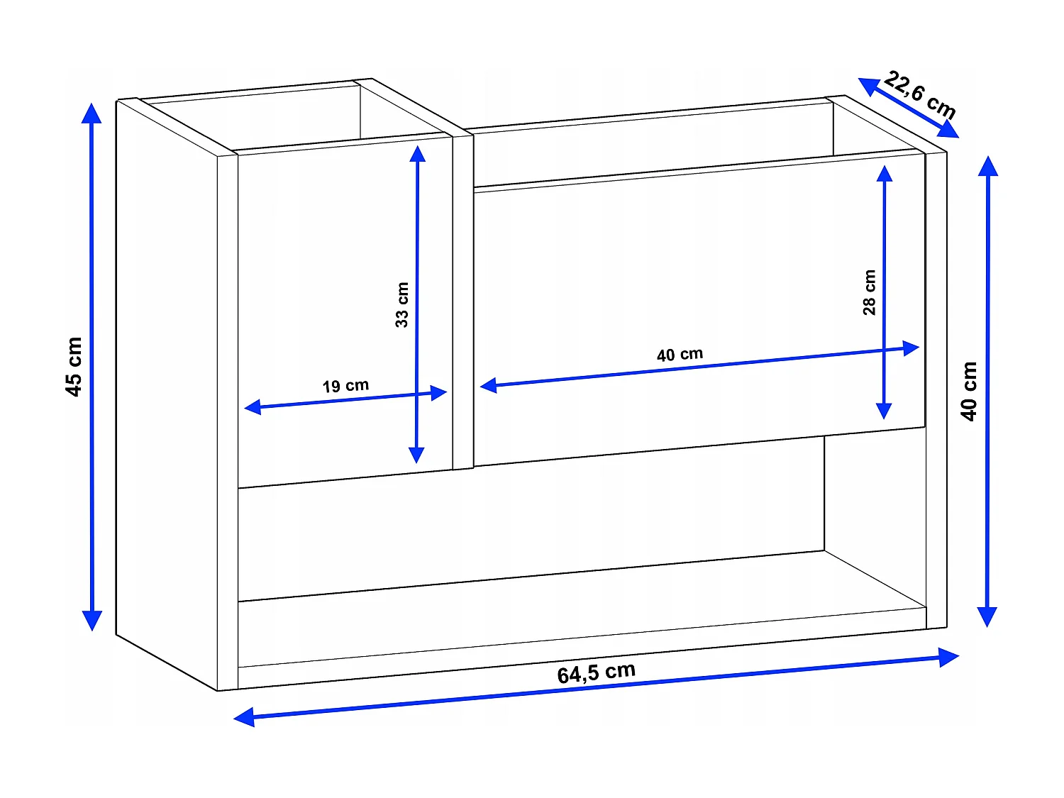 Blumenständer für Innenräume, Blumenkasten ohne Einsatz, Pflanzkasten 45x64,5x22,6cm