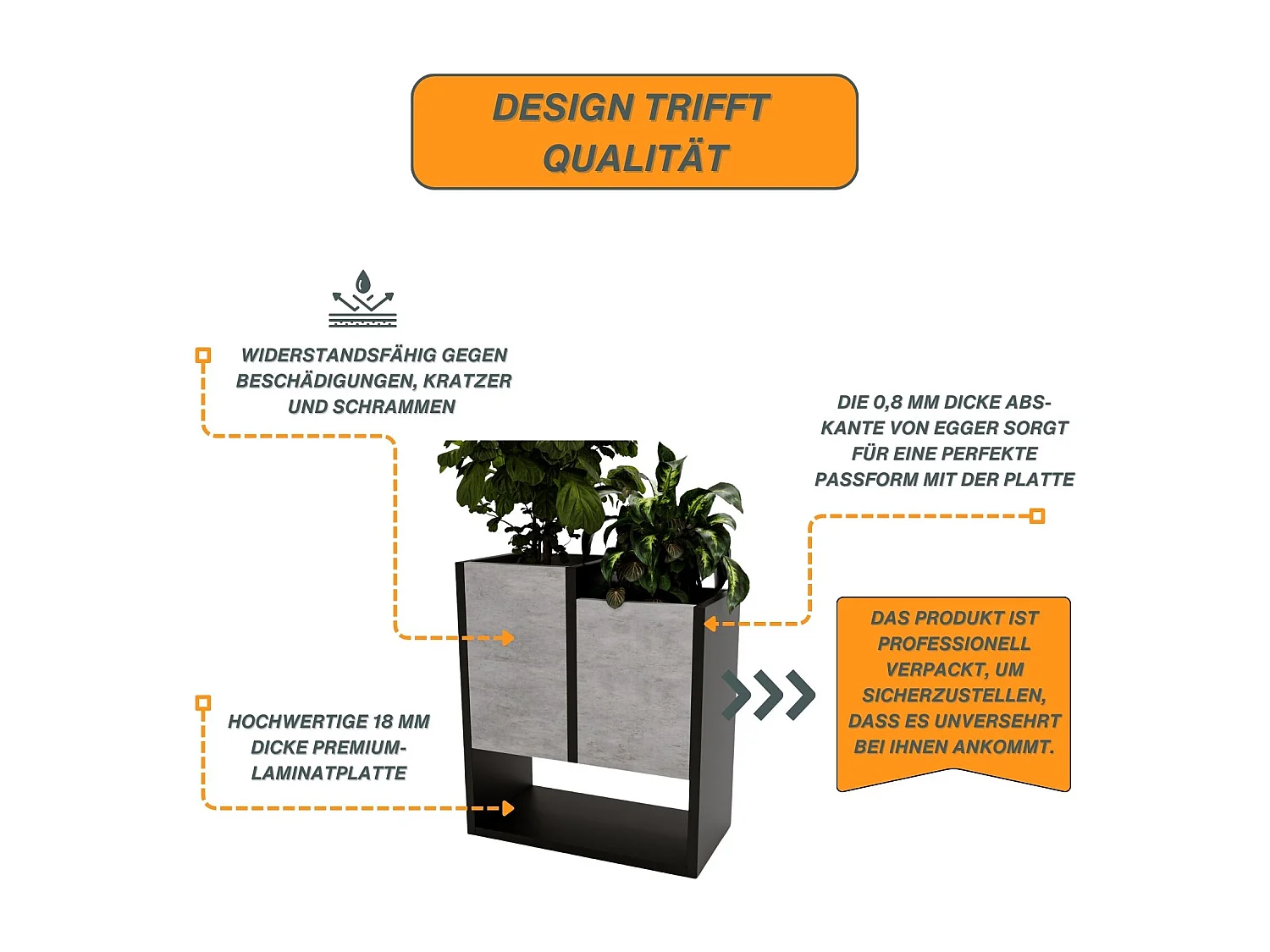 Blumenständer für Innenräume, Blumenkasten ohne Einsatz, Pflanzkasten 50x44x22,6cm