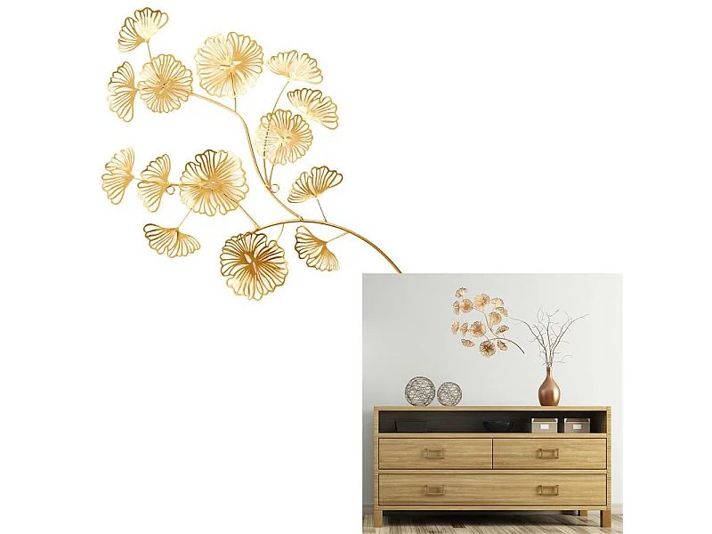 Décoration Murale en Métal "Fleur" 54cm Or