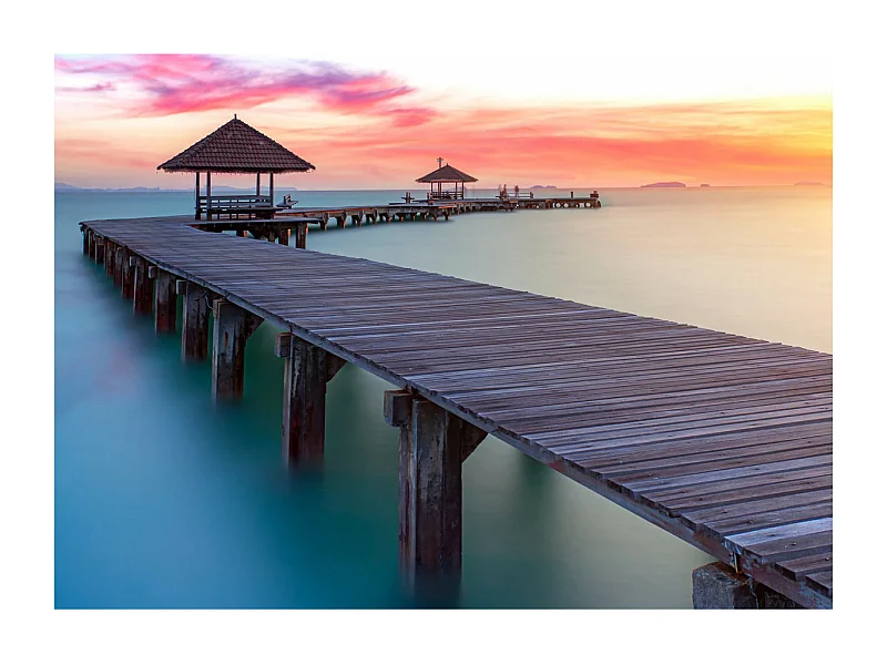 Tableau sur verre ponton crépusculaire 30x45 cm