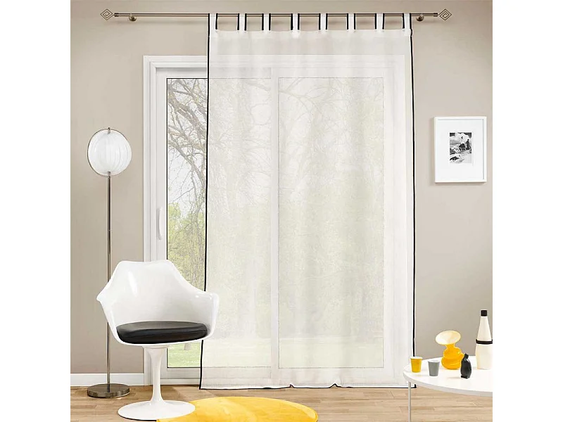 Rideau Voilage à Passants "Casalina" 140x240cm Blanc & Noir