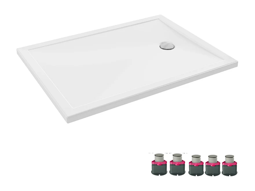 Receveur de douche 120 x 90 JACOB DELAFON Gaspard extra-plat céramique bonde à droite + Kit de réhausse