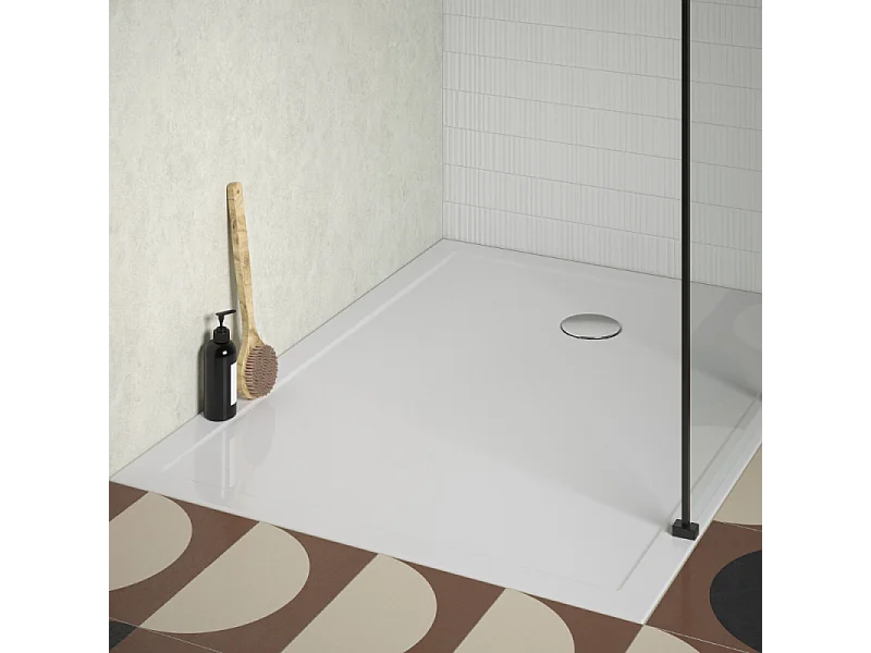 Receveur de douche 120 x 90 JACOB DELAFON Gaspard extra-plat céramique bonde à droite + Kit de réhausse