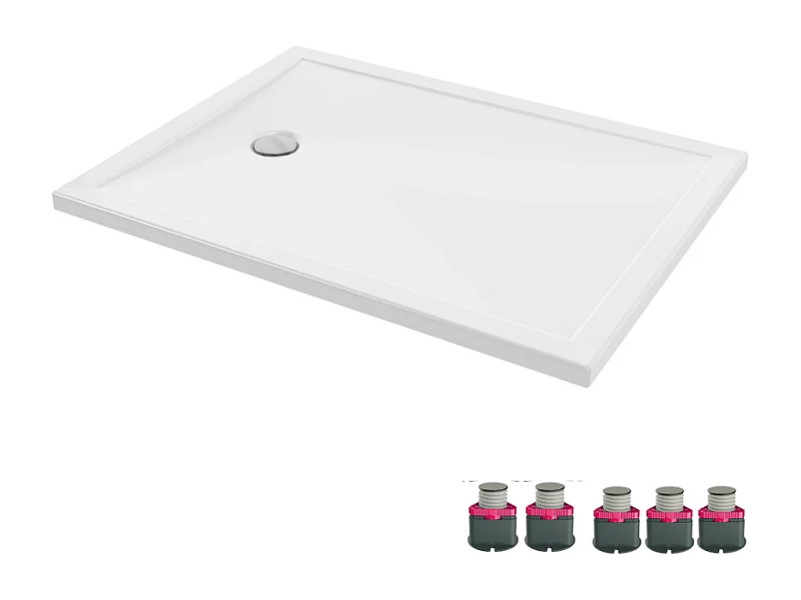 Receveur de douche 120 x 90 JACOB DELAFON Gaspard extra-plat céramique bonde à gauche + Kit de réhausse