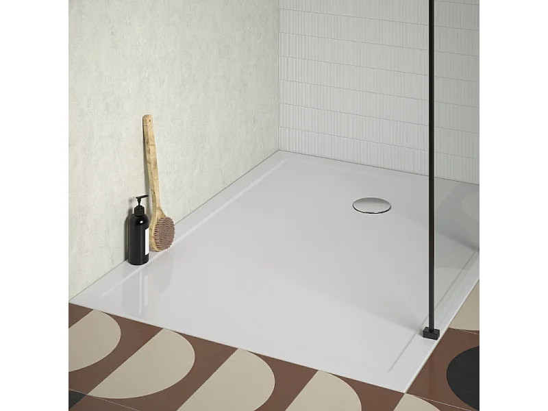 Receveur de douche 120 x 90 JACOB DELAFON Gaspard extra-plat céramique bonde à gauche + Kit de réhausse