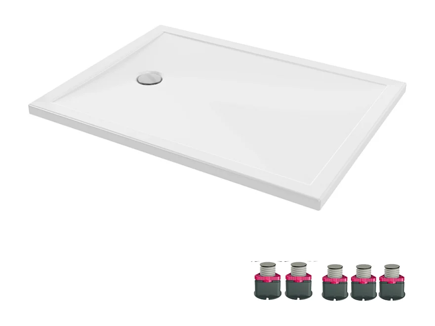 Receveur de douche 120 x 90 JACOB DELAFON Gaspard extra-plat céramique bonde à gauche + Kit de réhausse