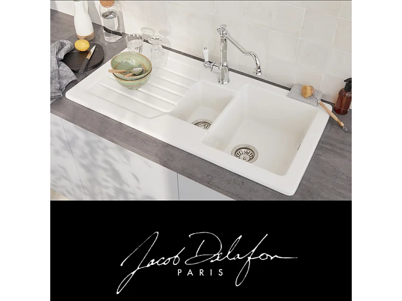 Evier à encastrer 1 bac et demi JACOB DELAFON Gaspard