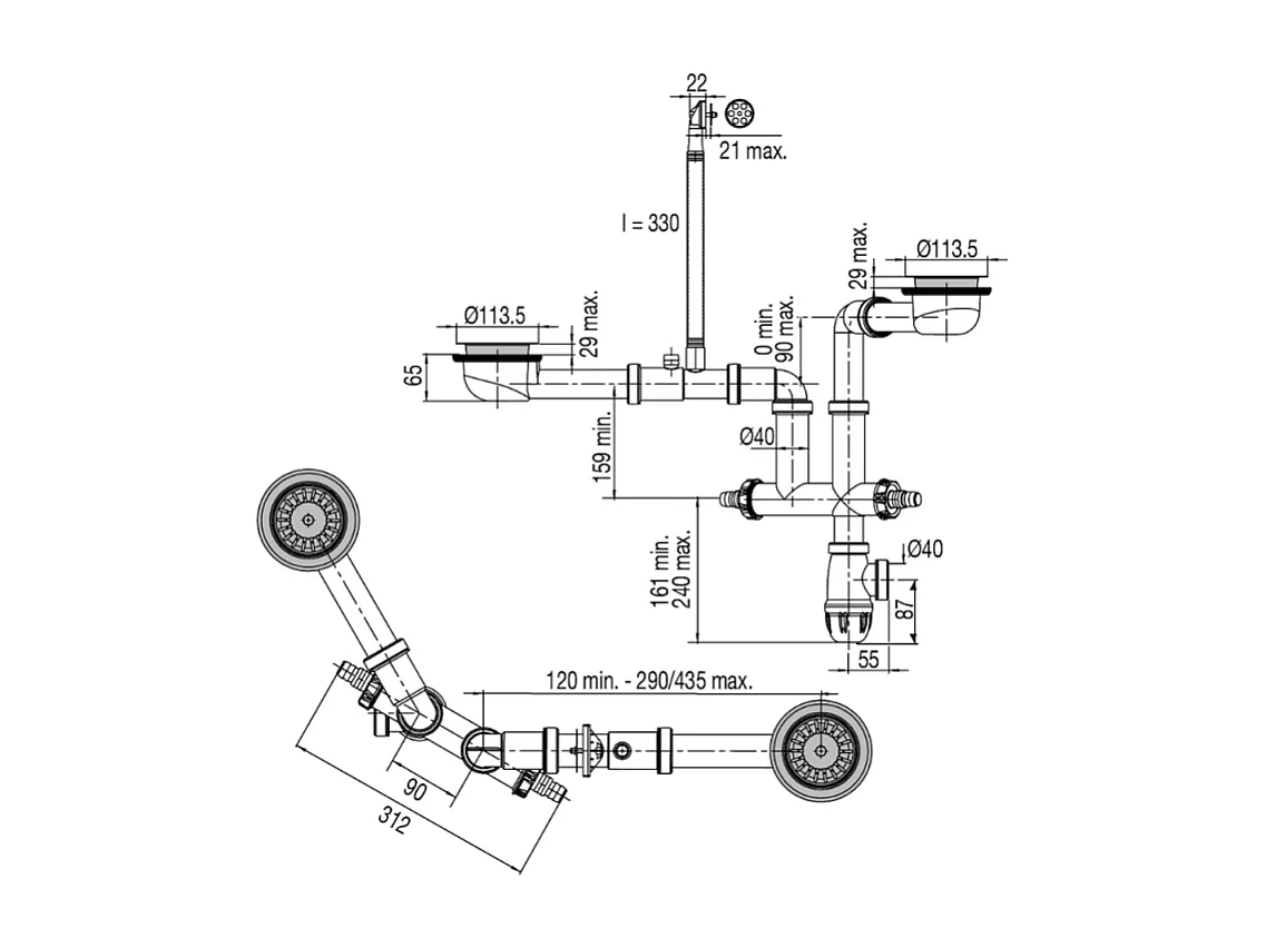 Evier à encastrer 1 bac et demi JACOB DELAFON Gaspard