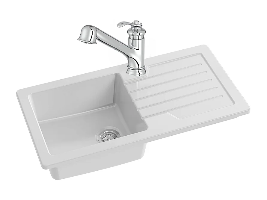 Evier à encastrer 1 bac JACOB DELAFON Gaspard + robinet cuisine Fairfaix avec douchette