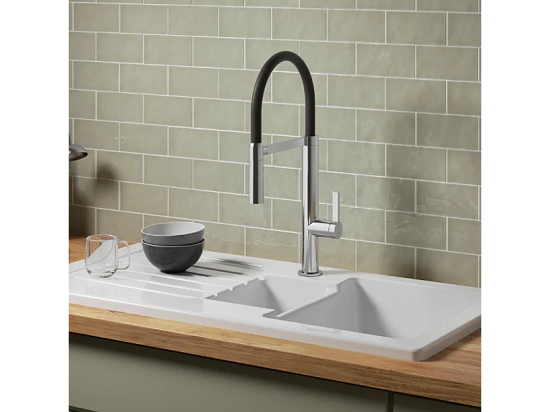 Evier à encastrer 1 bac et demi JACOB DELAFON Gaspard + robinet cuisine Raphaël