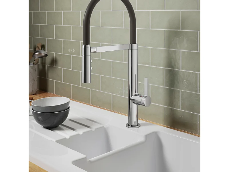 Evier à encastrer 1 bac et demi JACOB DELAFON Gaspard + robinet cuisine Raphaël