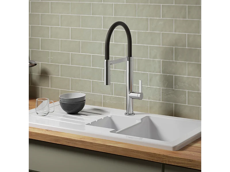 Evier à encastrer 1 bac et demi JACOB DELAFON Gaspard + robinet cuisine Raphaël