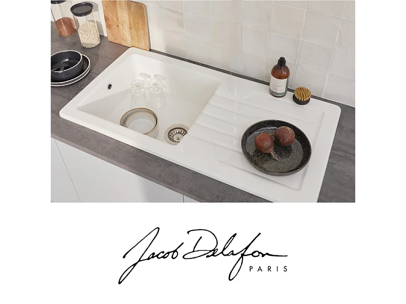 Evier à encastrer 1 bac JACOB DELAFON Gaspard + robinet cuisine Fairfax