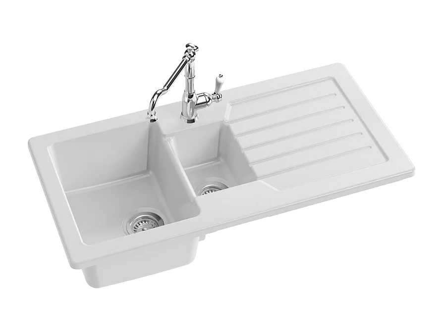 Evier à encastrer 1 bac et demi JACOB DELAFON Gaspard + robinet de cuisine Louise