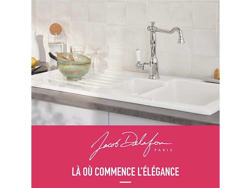 Evier à encastrer 1 bac et demi JACOB DELAFON Gaspard + robinet de cuisine Louise