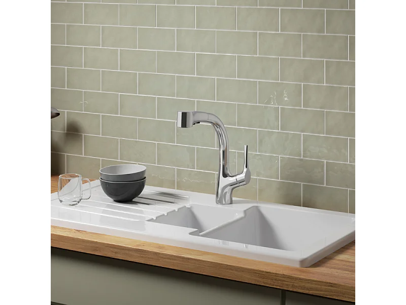 Evier à encastrer 1 bac et demi JACOB DELAFON Gaspard + robinet cuisine Elate