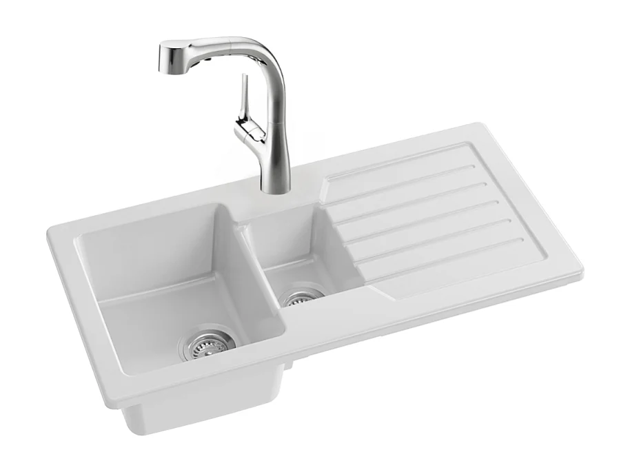 Evier à encastrer 1 bac et demi JACOB DELAFON Gaspard + robinet cuisine Elate