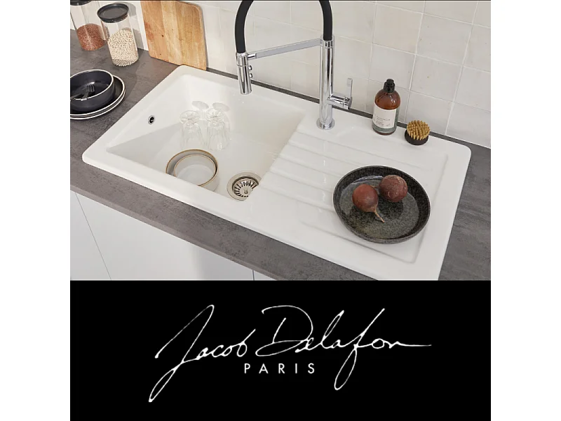 Evier à encastrer 1 bac JACOB DELAFON Gaspard + robinet cuisine Raphaël