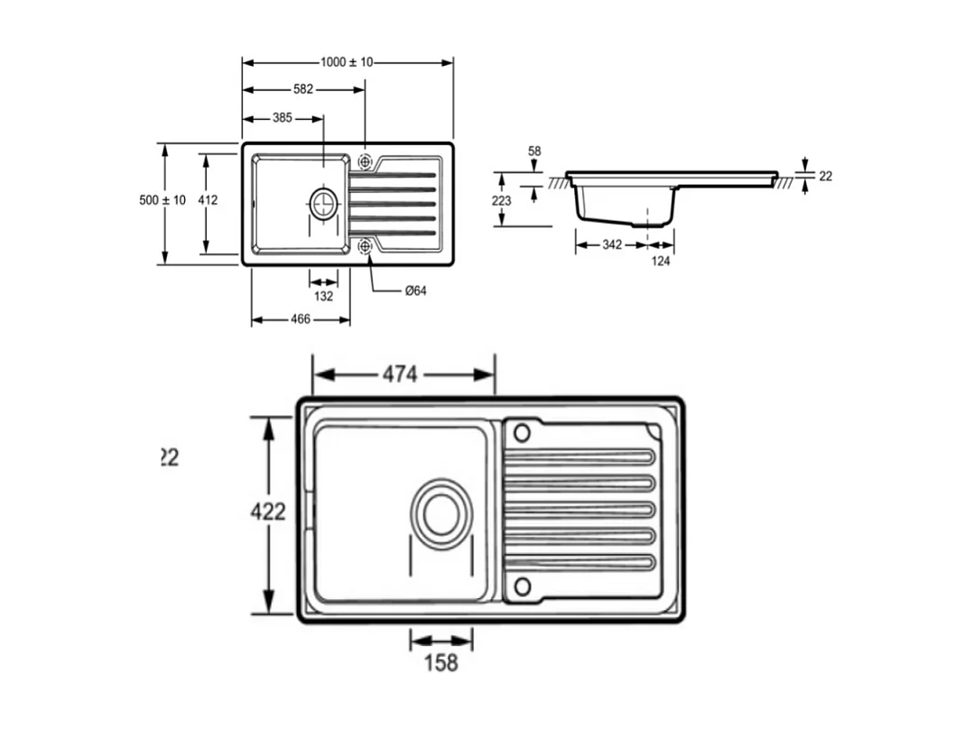 Evier à encastrer 1 bac JACOB DELAFON Gaspard + robinet cuisine Raphaël