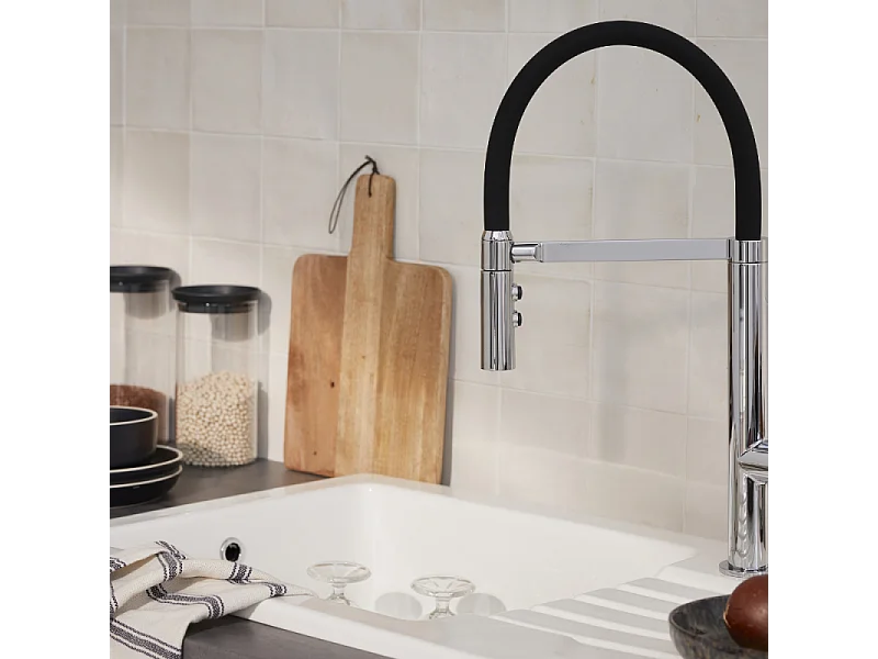 Evier à encastrer 1 bac JACOB DELAFON Gaspard + robinet cuisine Raphaël