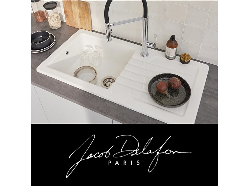 Evier à encastrer 1 bac JACOB DELAFON Gaspard + robinet cuisine Raphaël