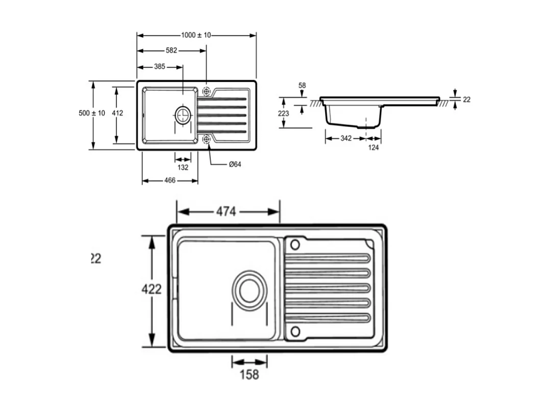 Evier à encastrer 1 bac JACOB DELAFON Gaspard + robinet cuisine Elate