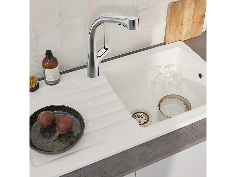 Evier à encastrer 1 bac JACOB DELAFON Gaspard + robinet cuisine Elate