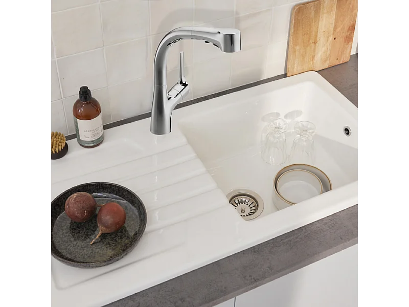 Evier à encastrer 1 bac JACOB DELAFON Gaspard + robinet cuisine Elate