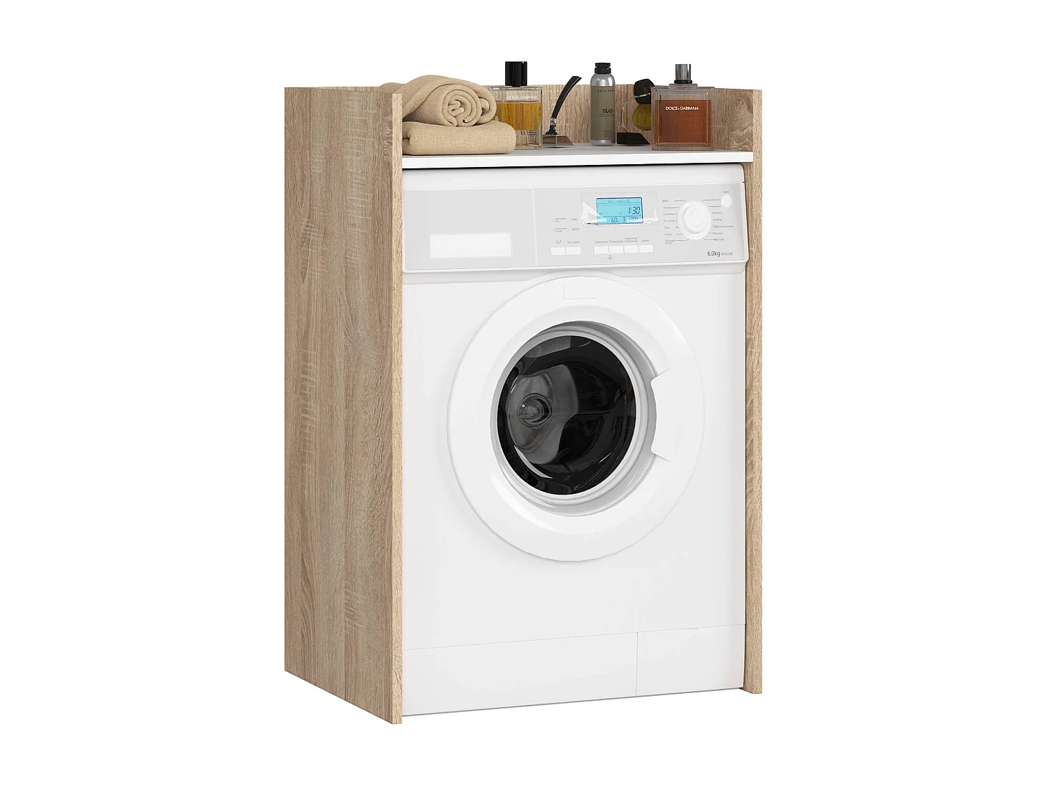 Meuble pour lave-linge AKORD FIN Chêne Sonoma, Blanche 64 cm 1 étagère 64x50x98 cm