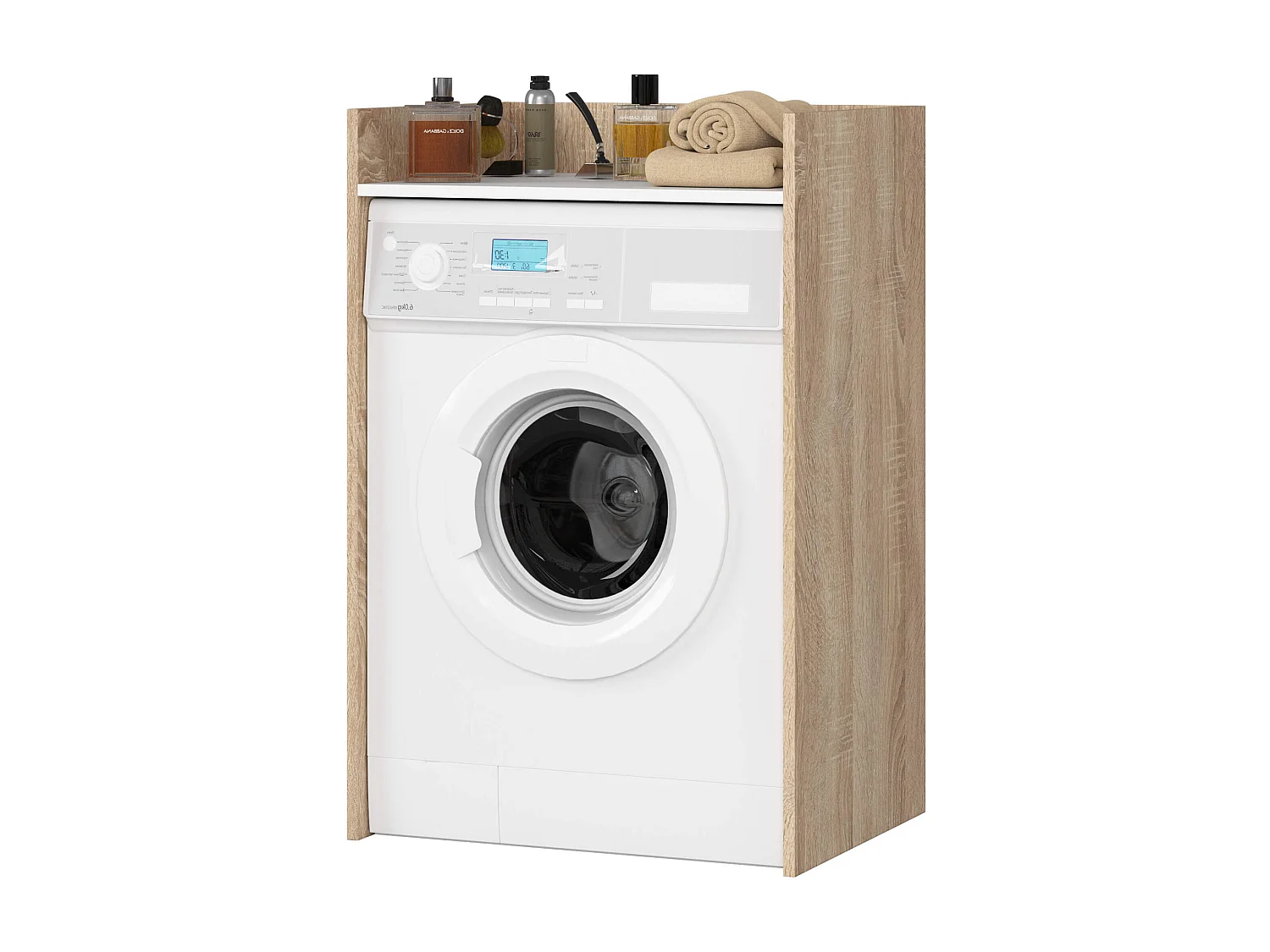 Meuble pour lave-linge AKORD FIN Chêne Sonoma, Blanche 64 cm 1 étagère 64x50x98 cm