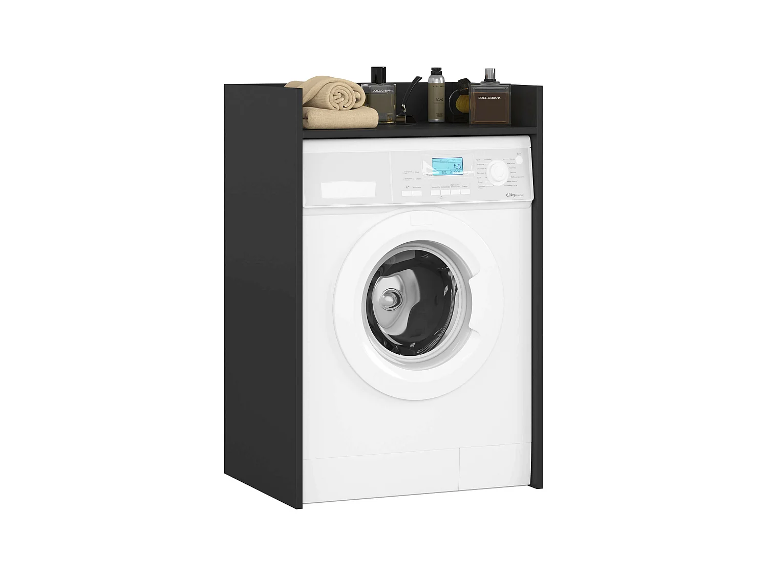 Meuble pour lave-linge AKORD FIN Noir 64 cm 1 étagère 64x50x98 cm