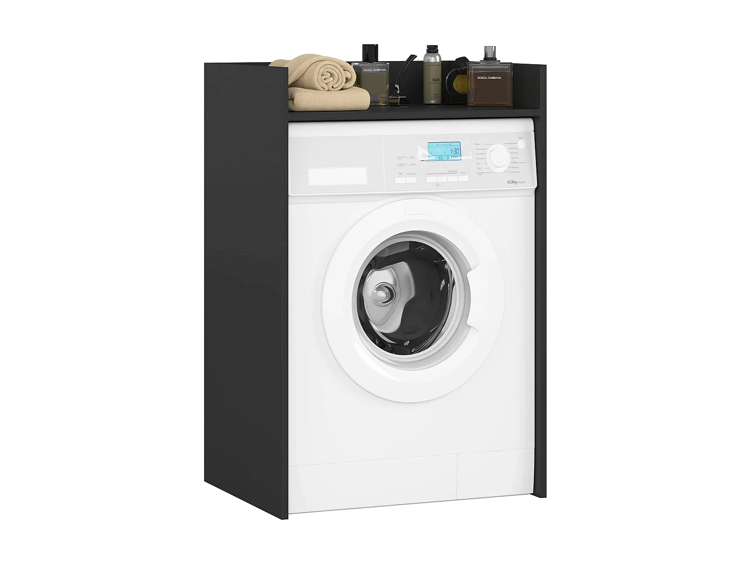 Wasmachine Kast / Wasmachine Ombouw / Wasmachine Meubel FIN / Zwart / AKORD Furniture Factory / 64 x 98 x 50 cm