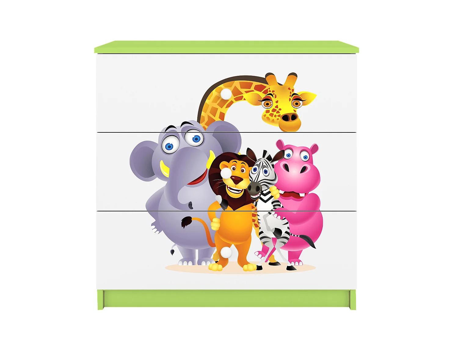Comò Bambini ZOO Verde Babydreams - 3 Cassetti Spaziosi, Design Moderno, Guide Scorrevoli