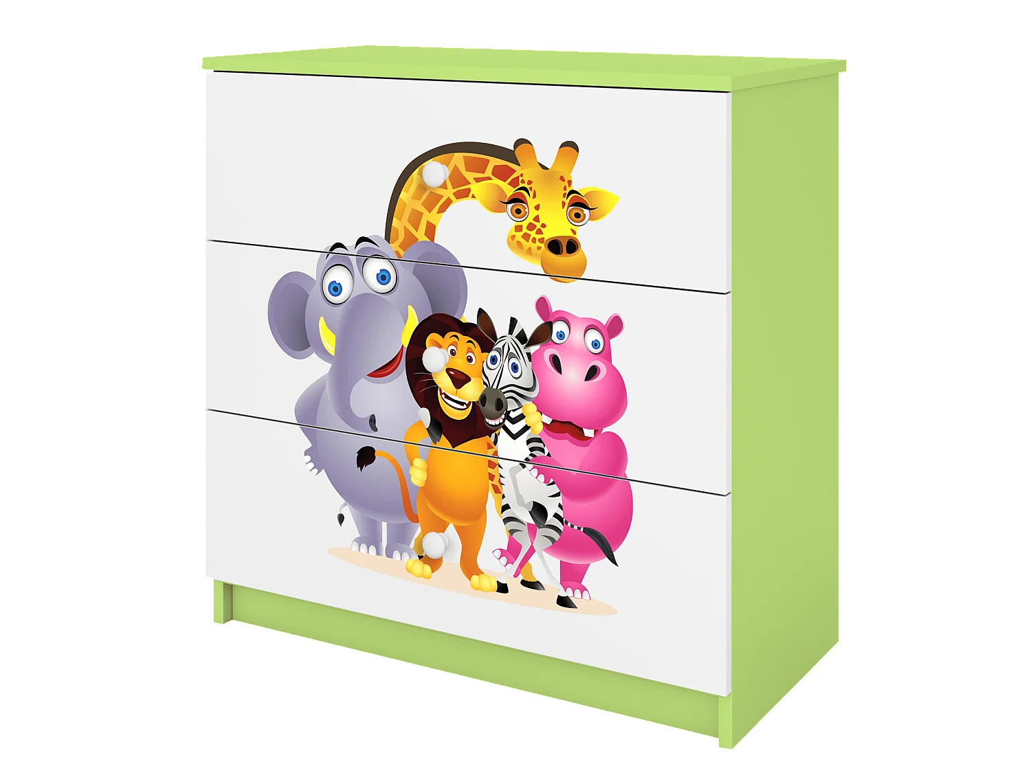 Comò Bambini ZOO Verde Babydreams - 3 Cassetti Spaziosi, Design Moderno, Guide Scorrevoli
