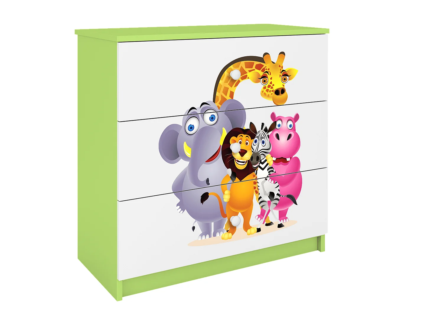 Comò Bambini ZOO Verde Babydreams - 3 Cassetti Spaziosi, Design Moderno, Guide Scorrevoli