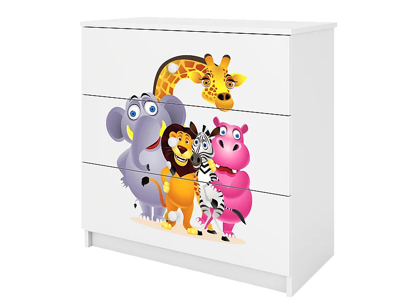 Comò Bambini ZOO Bianco Babydreams 3 Cassetti