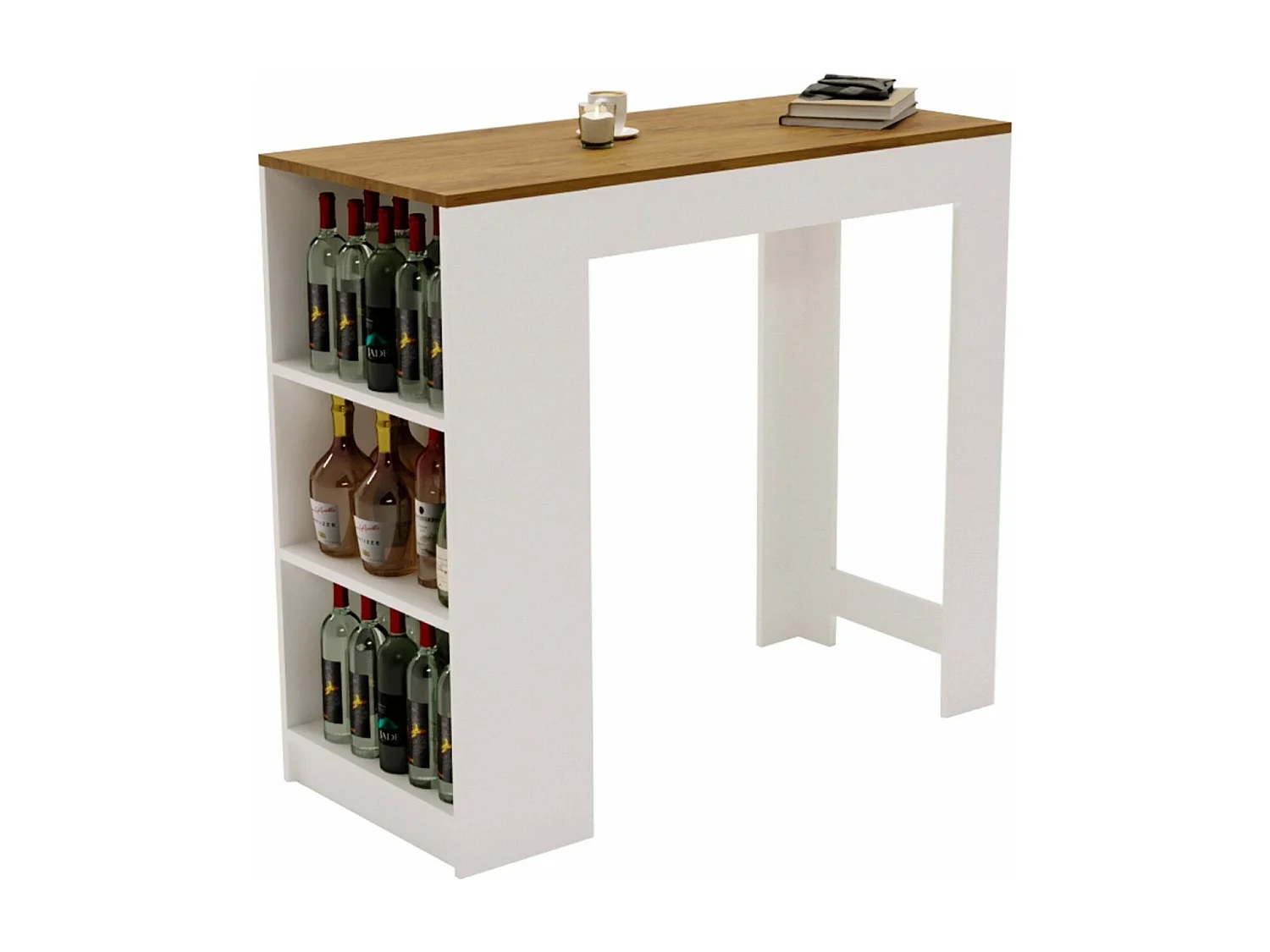 Bartisch mit 3 Regalen Thekentisch freistehend für Küche & Esszimmer Kücheninsel