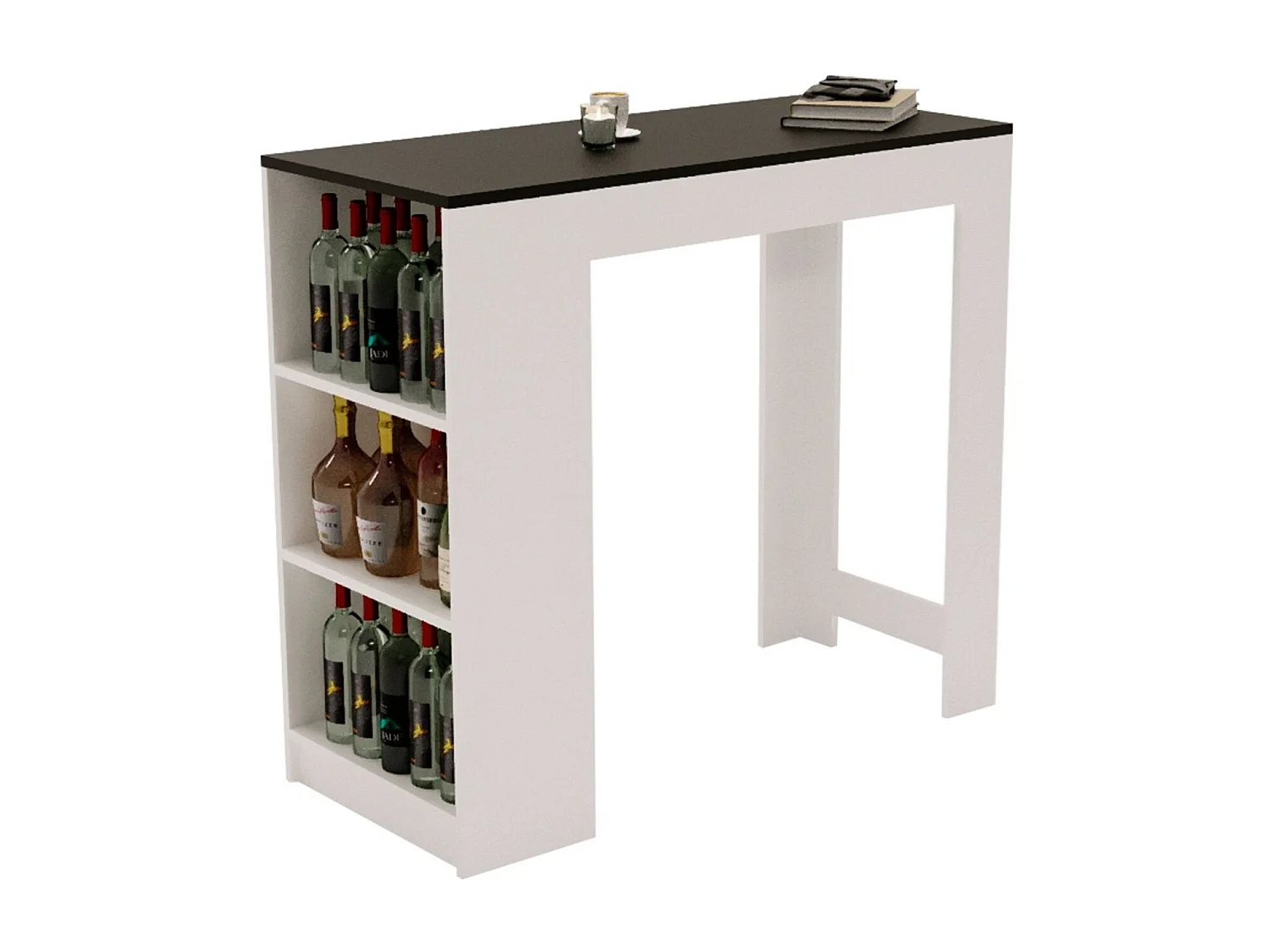 Bartisch mit 3 Regalen Thekentisch freistehend für Küche & Esszimmer Kücheninsel