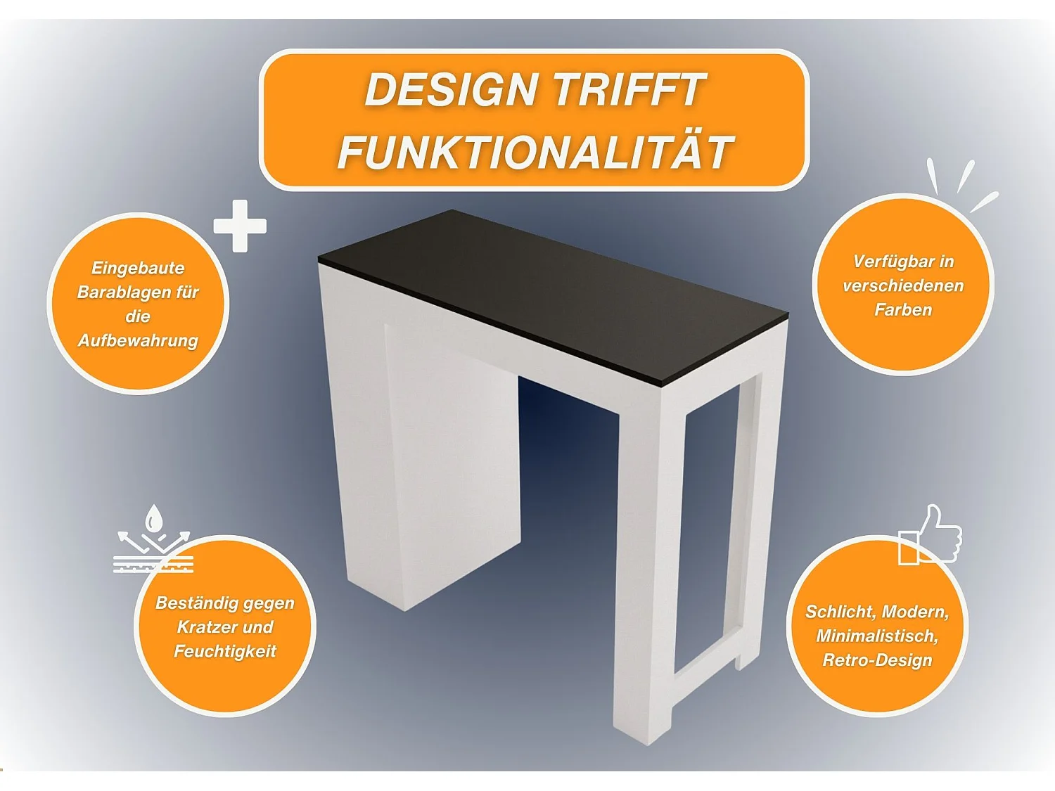 Bartisch mit 3 Regalen Thekentisch freistehend für Küche & Esszimmer Kücheninsel