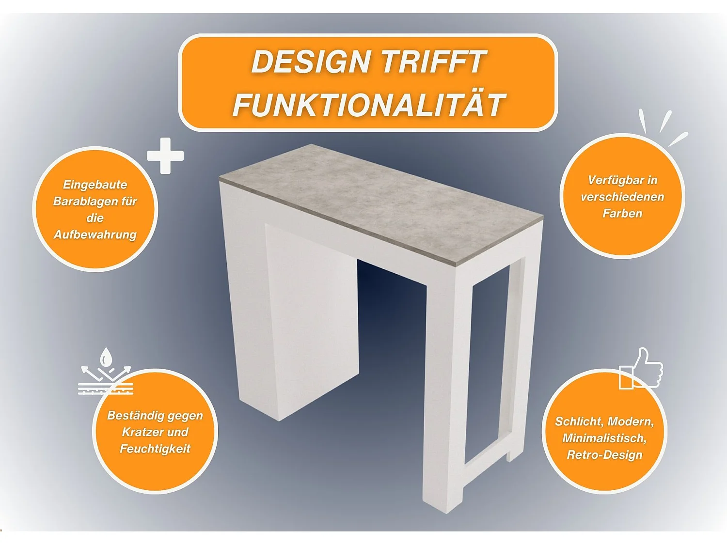 Bartisch mit 3 Regalen Thekentisch freistehend für Küche & Esszimmer Kücheninsel