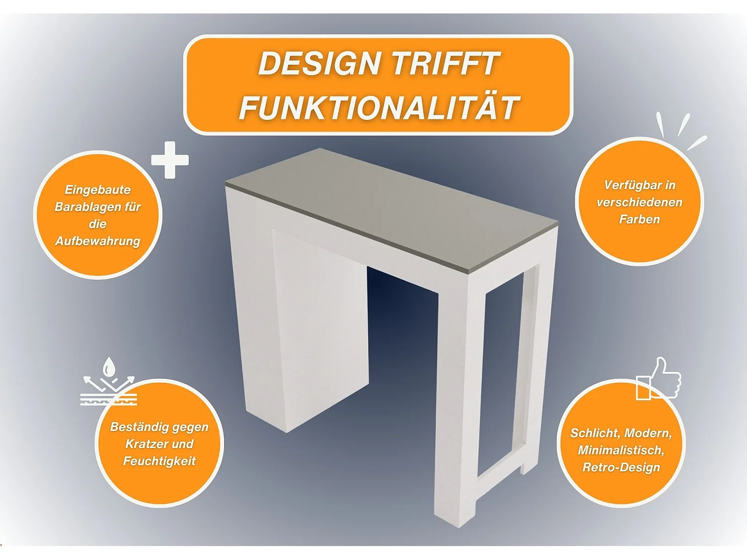Bartisch mit 3 Regalen Thekentisch freistehend für Küche & Esszimmer Kücheninsel