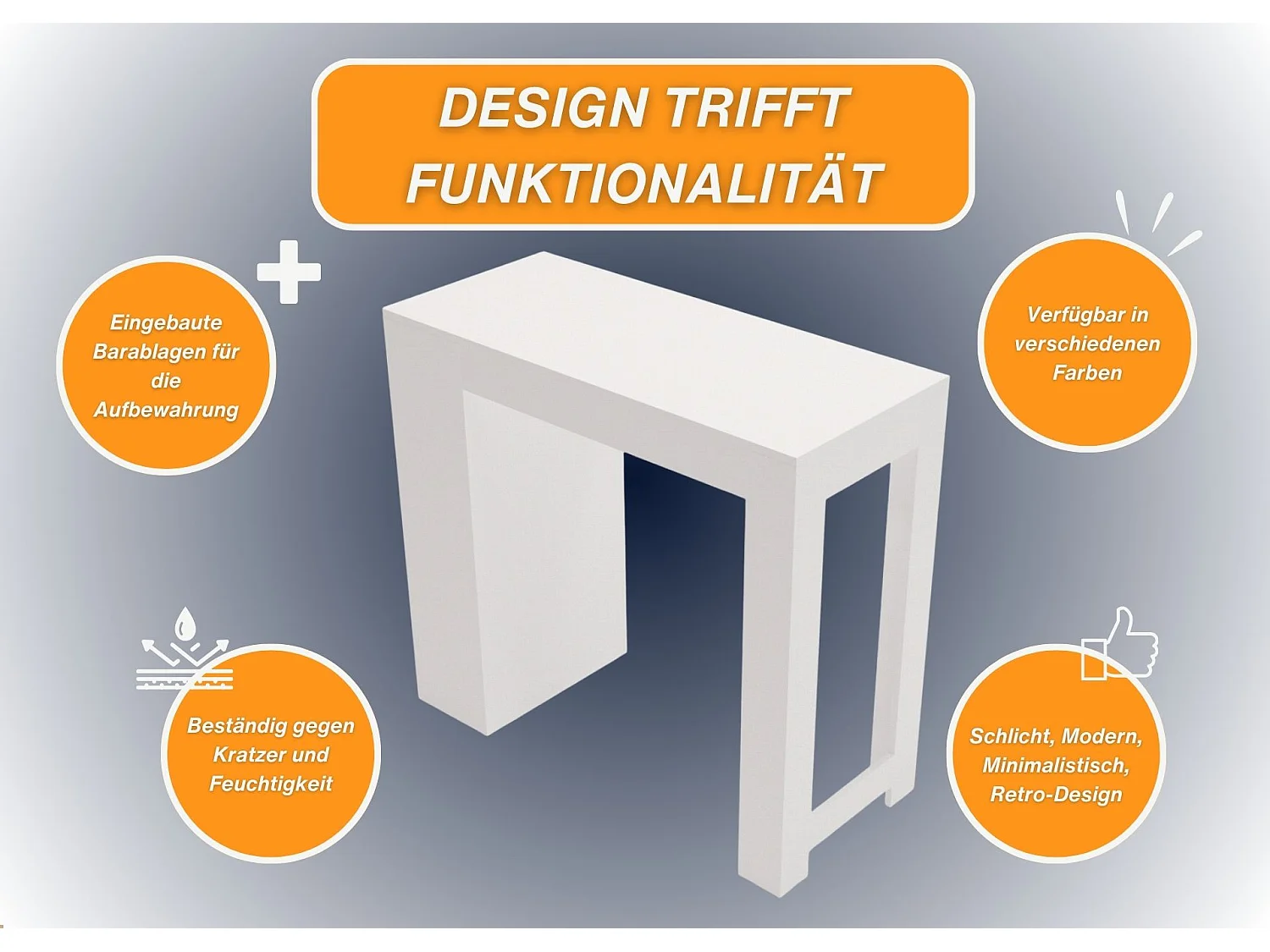 Bartisch mit 3 Regalen Thekentisch freistehend für Küche & Esszimmer Kücheninsel