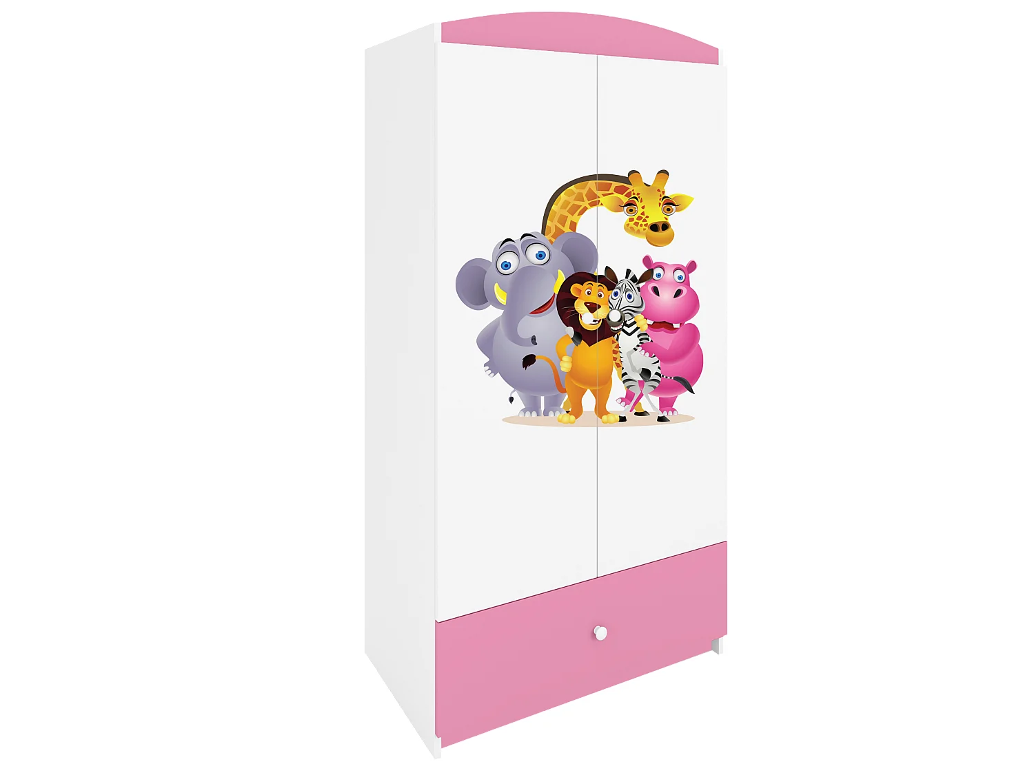 Kinderkleiderschrank Babydreams Drehtürenschrank Kleiderschrank ZOO Hellrosa