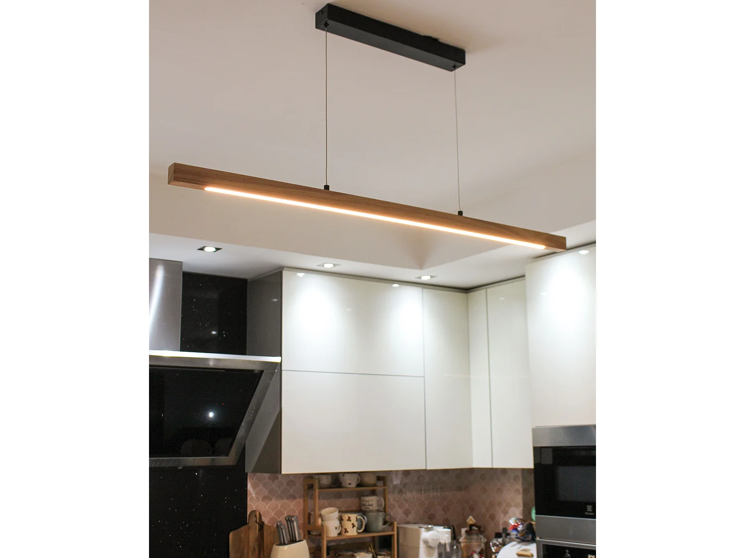 Lampa wisząca LED STEWARTS Ze ściemniaczem Drewno Jasnobrązowy