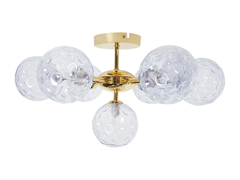 Deckenleuchte mit Kugel Glasschirmen blau / gold glamourös 7-flammig Anadyr